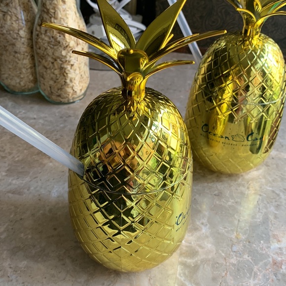 2x Gold Pineapple Cup Vintage, Accent Box, Housewarming Gift - Picture 4 of 6